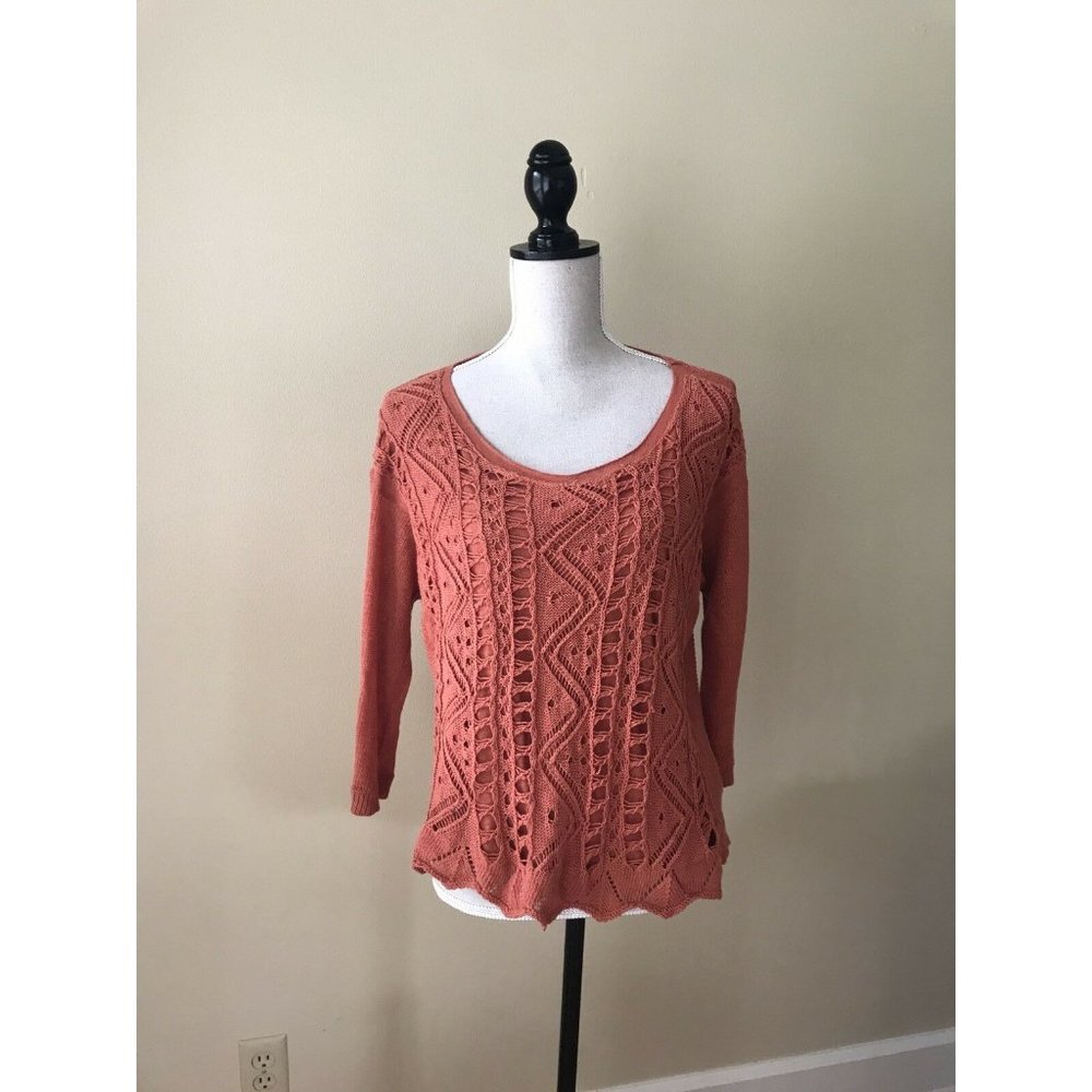 Anthropologie MOTH Coral Crochet Knit High Low